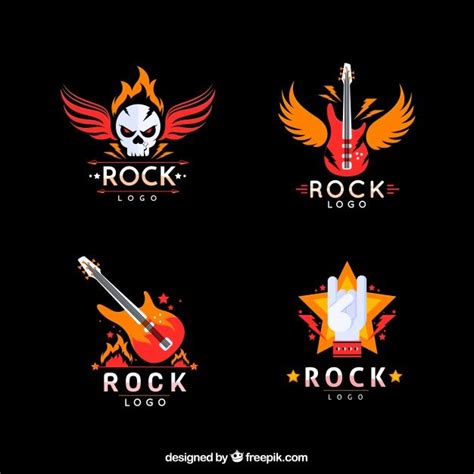 Premium Vector Rock Logo Collection With Flat Design Logo
