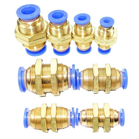 Uxcell Straight Pneumatic Push To Quick Connect Fittings Bulkhead Union