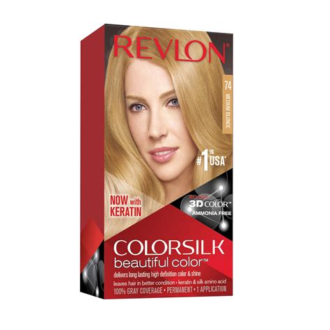 Revlon Colorsilk Beautiful Color Permanent Hair Dye With Keratin 74 Medium Blonde 6 Pack