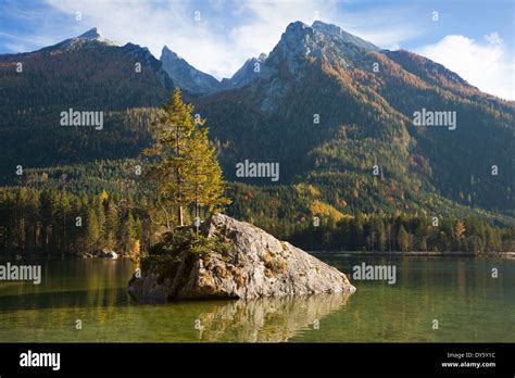 View Over Lake Hintersee Onto Hochkalter Ramsau Berchtesgaden Region