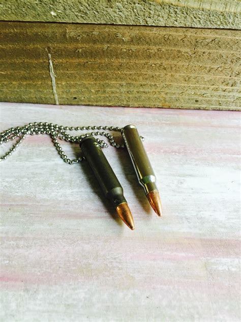 Couples Bullet Necklaces Brass 223 Rem His And Hers Bullet Etsy
