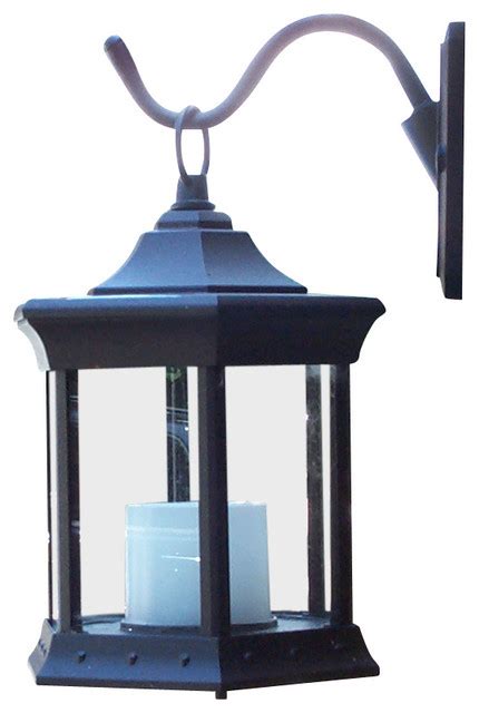 Solar Lantern Sconce Clear Glass Traditional Outdoor Wall Lights