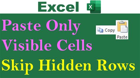 Copy Paste Visible Cells Only Shortcut Key Skip Hidden Rows Excel