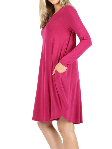 Check spelling or type a new query. Women Long Sleeve Round Hem A-Line Pleated Swing Dress ...
