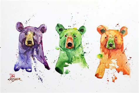 Three Bears Watercolor Bear Print By Dean Crouser Bear Watercolor