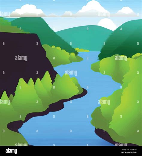 Mountains River Snow Valley Stock Vector Images Alamy