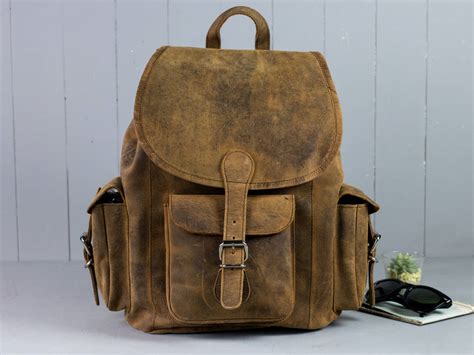 Vintage Leather Rucksack Backpack Keweenaw Bay Indian Community