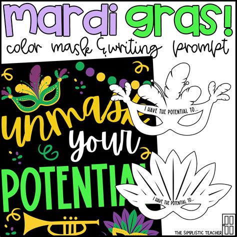 Mardi Gras Unmask Your Potential Bulletin Board Kit Door Decoration Set Or Poster By Teach Simple