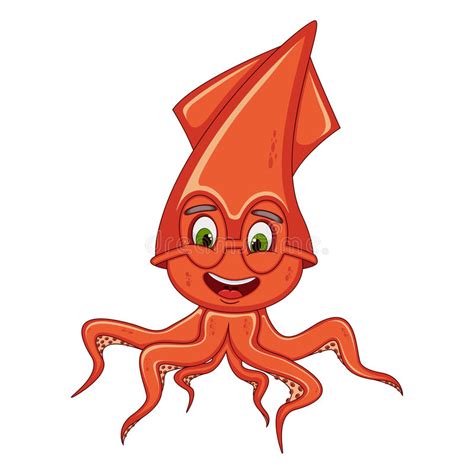 Funny Squid Cartoon Stock Vector Illustration Of Element