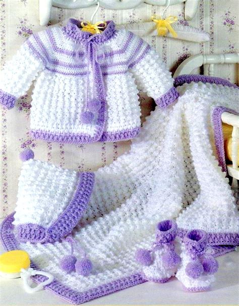 Vintage Crochet Pattern 4 Baby Layettes Matinee Jacket Bonnet Etsy