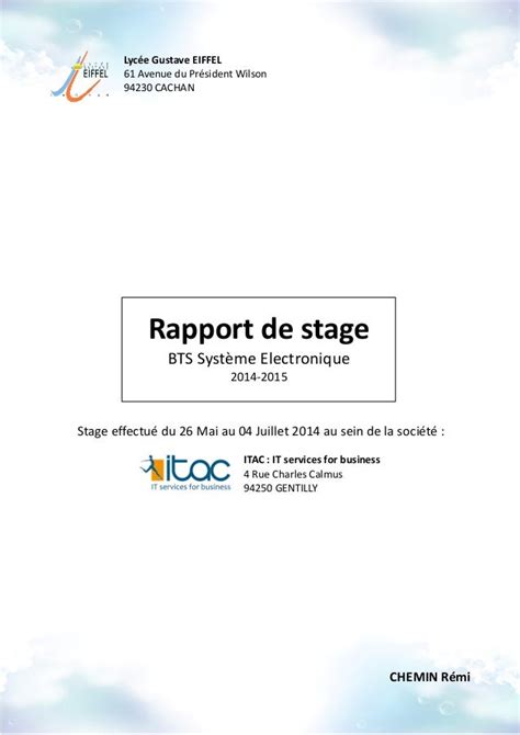 Exemple De Rapport De Stage De Bts Image To U