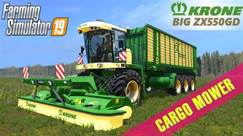 Farming Simulator 19 Cargo Mower Krone Big Zx550gd Mower Youtube