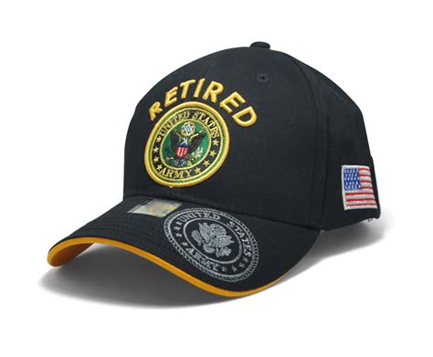 Official Licensed Military Retired Usarmy Caphat Embroidered Black