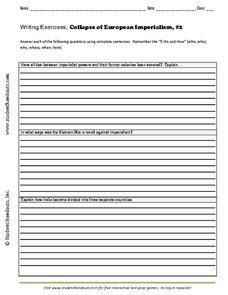 The motives for 19th century european imperialism were the expansion and increase in power of different countries. Writing Exercise: Collapse of European Imperialism #2 Worksheet for 10th - 11th Grade | Lesson ...