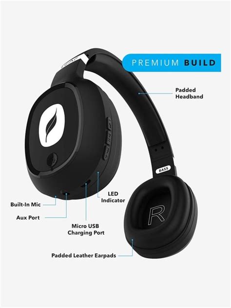 Buy Leaf Bass Over The Ear Bluetooth Headphone With Mic Black Online