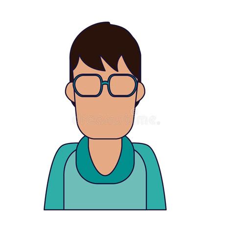 Man In Glasses Faceless Avatar Thin Line Icon Man With Collar Vector