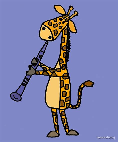 Cool Funny Giraffe Playing Clarinet Cartoon By Naturesfancy Redbubble