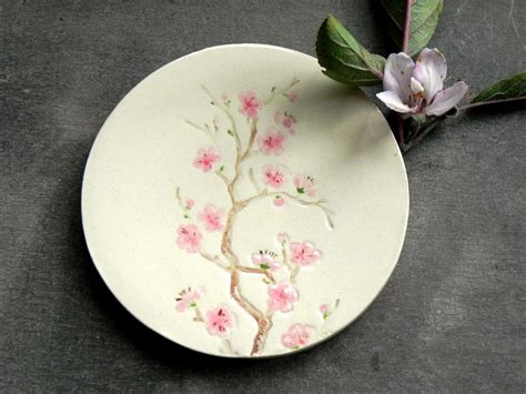 Ceramic Dish Cherry Blossom Plate Jewelry Dish Flower Natural Etsy