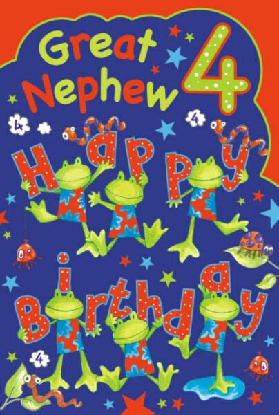 Great Nephew 4th 4 Today Happy Birthday Card With A Lovely Verse For