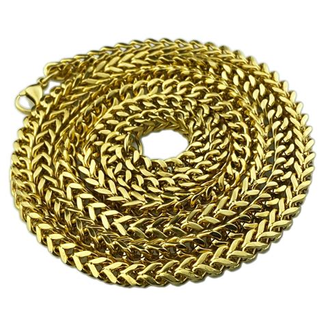 Mens 18k Gold Plated Solid Stainless Steel Franco Chain Heavy 36 Inch