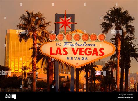 Las Vegas Welcome Sign On The Strip Las Vegas Nevada Usa Stock Photo