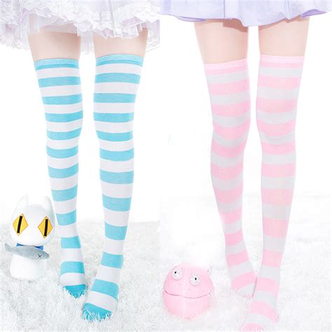 Japanese Kawaii Cosplay Stripes Stockings · Asian Cute Kawaii Clothing