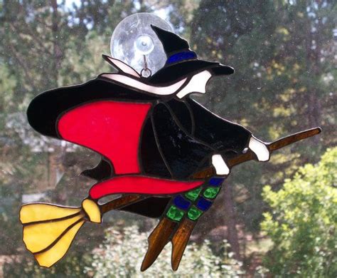 Stained Glass Halloween Witch By Conijash On Etsy 4495 Faux Stained