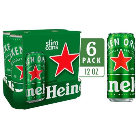 Heineken Lager Beer 6 Cans 12 Fl Oz King Soopers