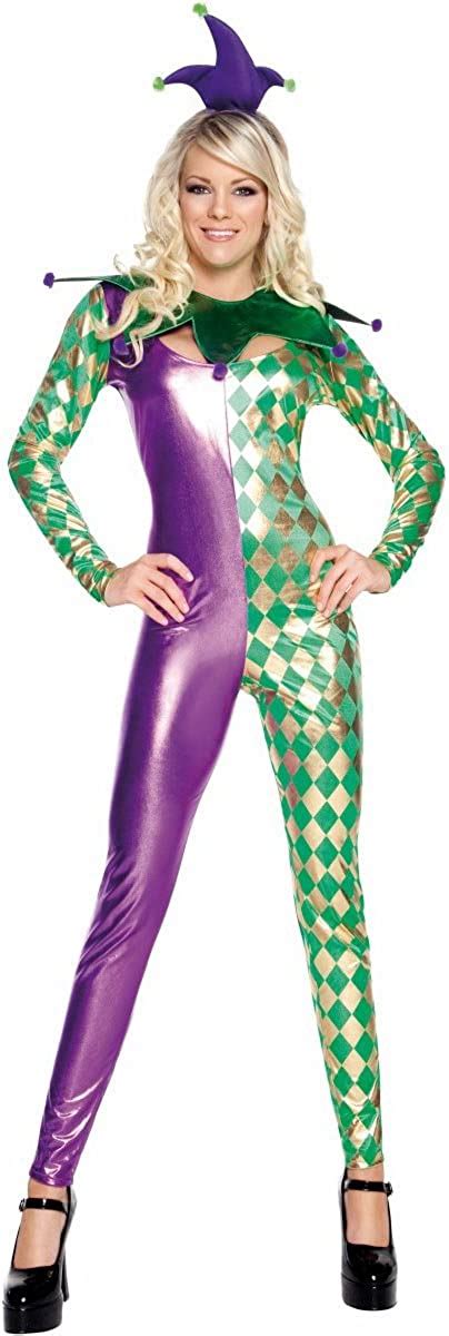 Smiffys Usa 197455 Mardi Gras Harlequin Catsuit Adult Costume Green Medium Uk