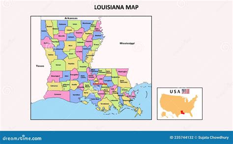 Louisiana Map State And District Map Of Louisiana Stock Vector