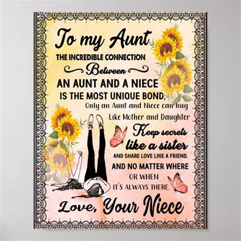 Aunt Ts Letter To My Aunt Love From Niece Poster Zazzle