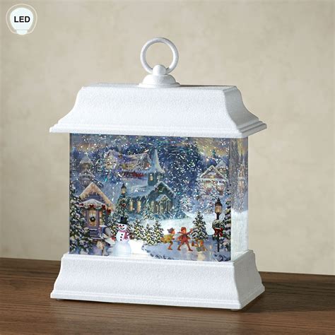 Christmas Town Led Lighted Glitter Swirl Lantern By Roman