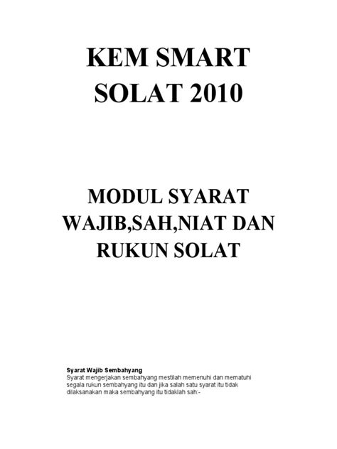 PDF Modul Syarat Sah Niat Dan Rukun Solat DOKUMEN TIPS