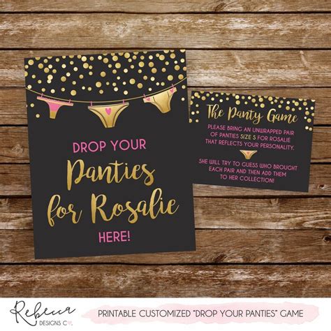 Drop Your Panties Sign Panty Game Printable Sign Bridal Shower Etsy