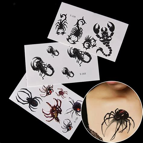 1sheet waterproof temporary tattoo stickers flash fake body art neck tatoo 3d black spider