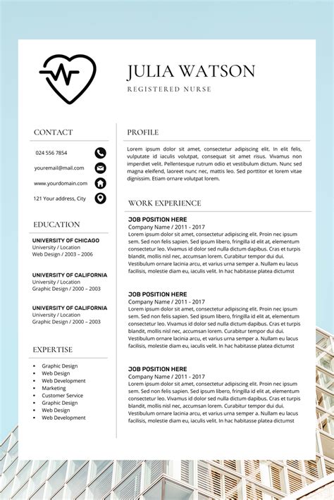 This medical resume adapts to all types of profiles: Pin on CV Templates / Resume Templates