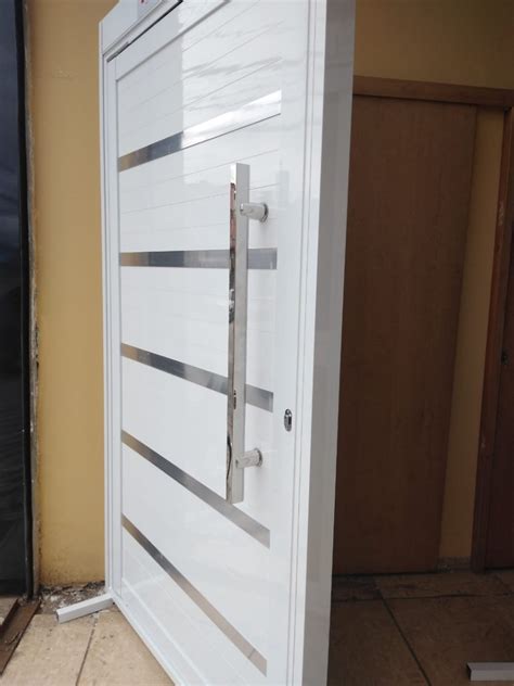 Porta Pivotante De Aluminio Branco 210x100 Linha 30 Completa R 1 499