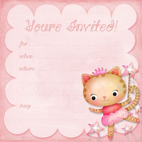 Girls Birthday Party Invitation Princess Ballerina Printable Party Kits