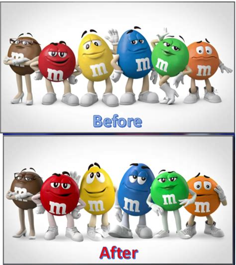 Mandm Characters Before And After Jacobs Media