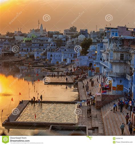 Pushkar City And The Lake Sunset View Editorial Image Image Of
