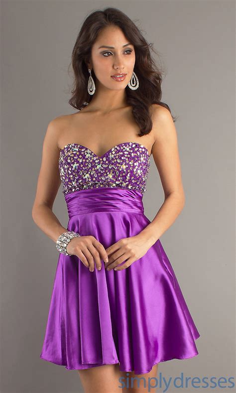 Short Strapless Purple Party Dress Dj 7571 Purple Prom Dress Purple