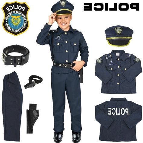 Police Officer Costume Kids Halloween Cosplay Boys Outfit