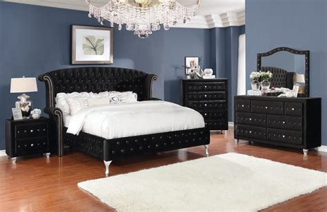 Deanna California King Tufted Upholstered Bed Black Coaste
