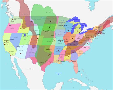 Kaart Van Amerika Met Steden De Kaart Van De Verenigde Staten Van