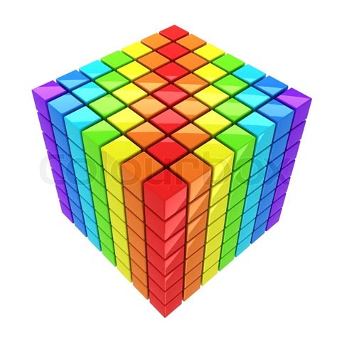 Rainbow Colored Cube Isolated Over Stock Image Colourbox