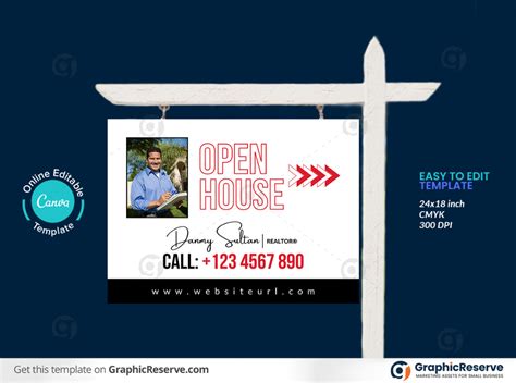 Open House Yard Sign Canva Template Graphic Reserve In 2022 Real