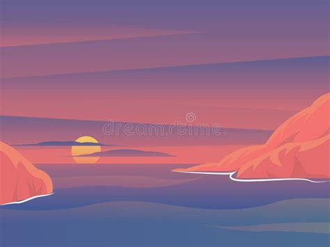 Landscape Background Evening Or Morning View Cartoon Vector