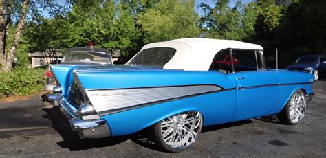 1957 Chevrolet Bel Air On Brushed 24 Inch Wheels Is A Different Kind Of
