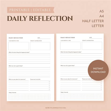 Printable Self Reflection Journal Template Printable Free Templates