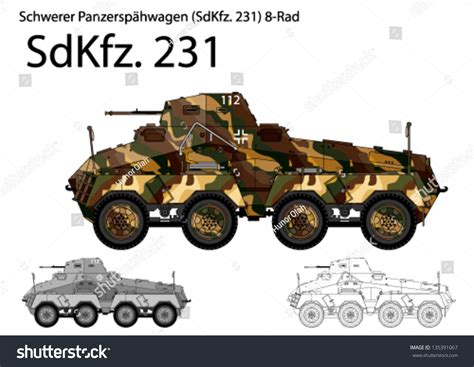Ww2 German Sdkfz 231 Armored Car Stock Vector Illustration 135391067